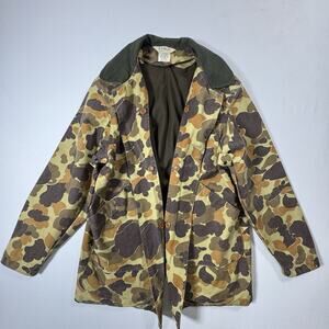 Vintage LL Bean Marsh Camo Field Hunting Jacket Wool Lined USA Large